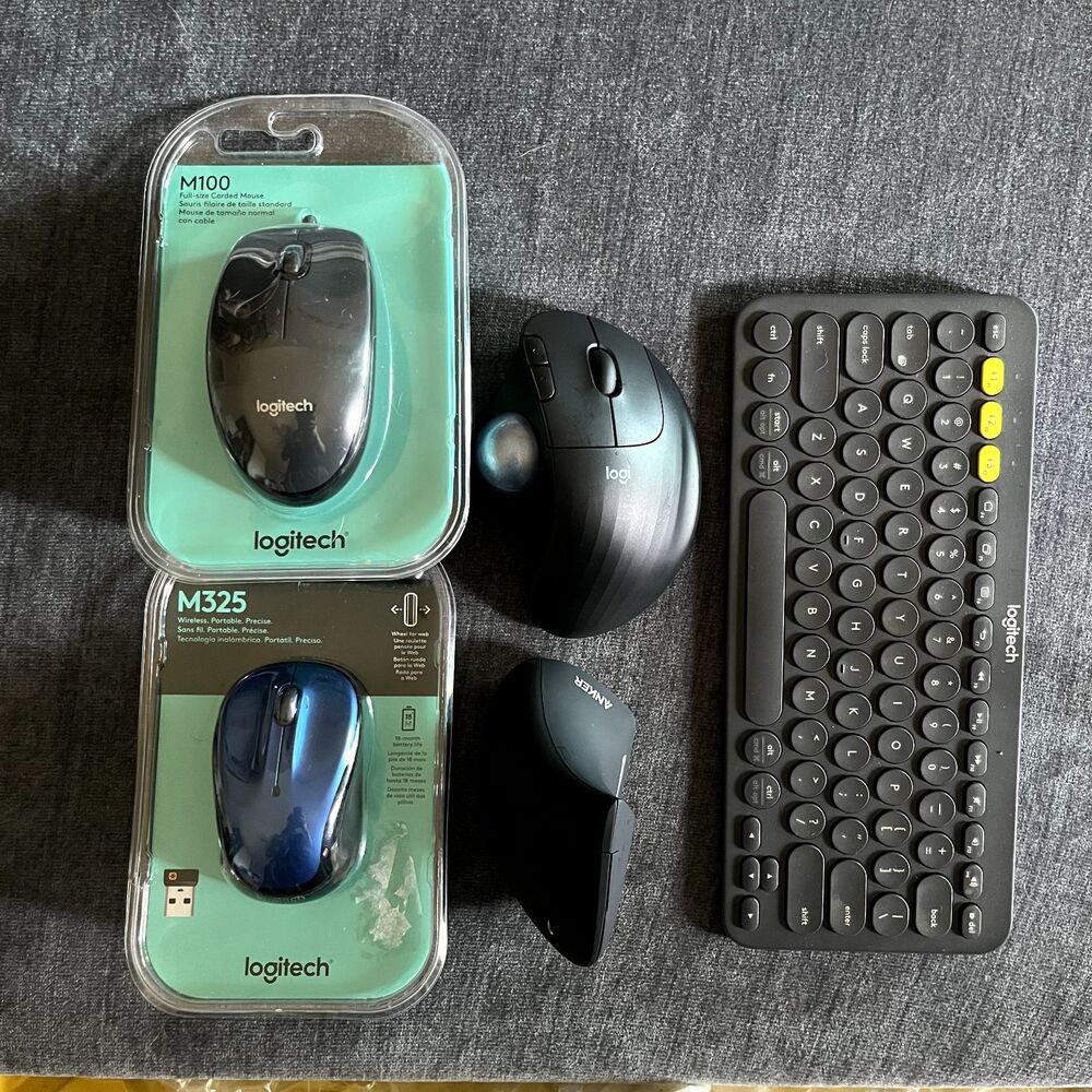 Lot of 5 Logitech Ergo M575S M325 Anker 2.4g Wireless M100 Wired K380 Keyboard